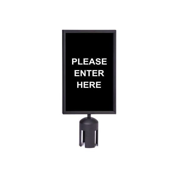 Queue Solutions Queue Acrylic Sign, Double Sided, "Please Enter Here", 7"Wx11"H, Black/White SF711VB-BK-SD711B-20 - main